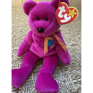Ty Beanie Babies Millennium Bear Plush Toy - Purple 1999